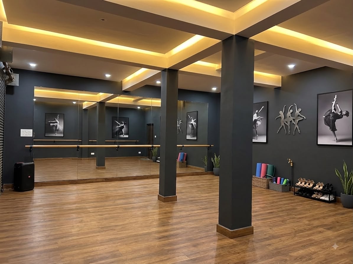 The Dance Hub's mirrored studio space